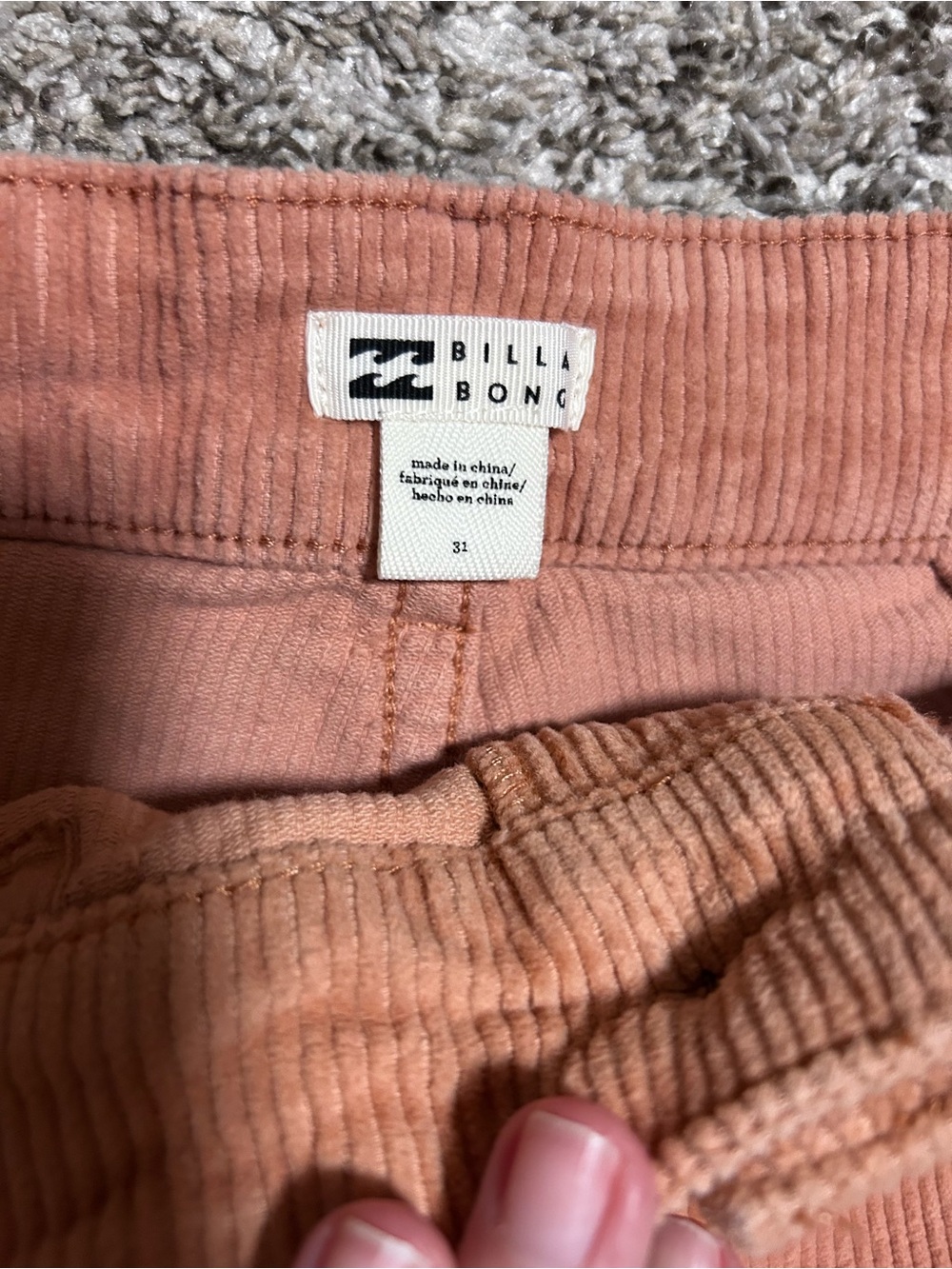Billabong Women’s High-Waist Corduroy Shorts in Rust - Picture 2 of 4